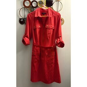 D75 Sharagano 16w coral orange dress